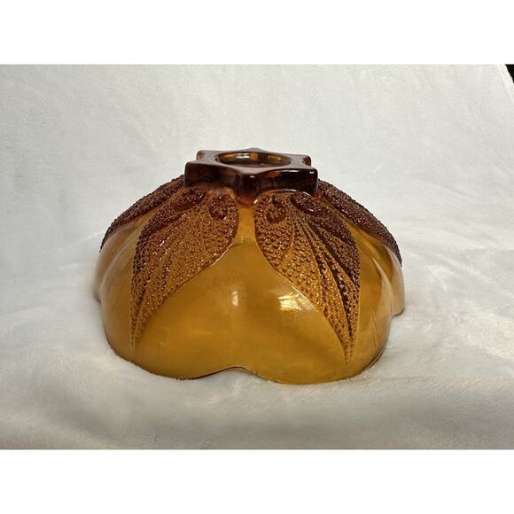 Vintage Amber Glass Dish/Bowl by Anchor Hocking Renaissance Pattern Beaded - Picture 6 of 8